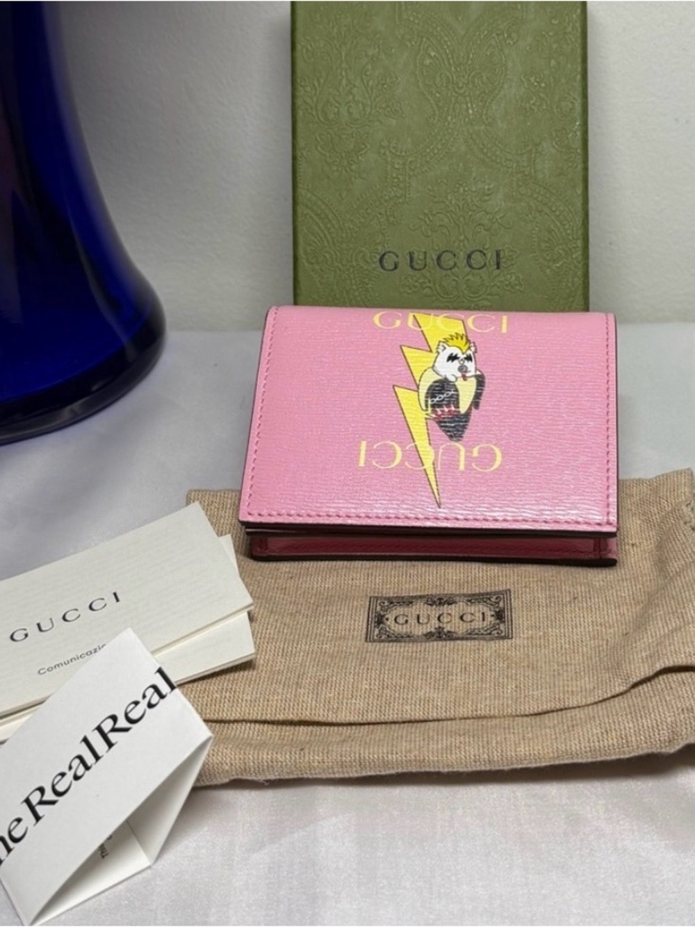 Gucci + Bananya Pink Leather Bi-Fold Compact Wallet - Picture 4 of 6